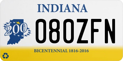 IN license plate 080ZFN