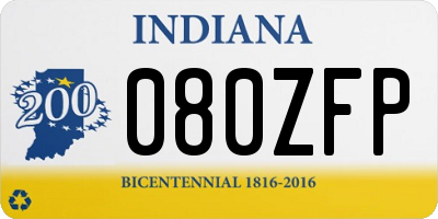 IN license plate 080ZFP