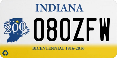 IN license plate 080ZFW