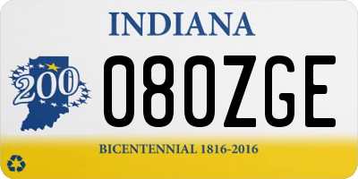 IN license plate 080ZGE