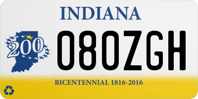 IN license plate 080ZGH