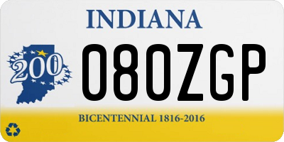IN license plate 080ZGP