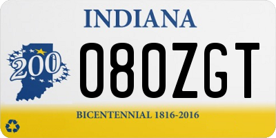 IN license plate 080ZGT