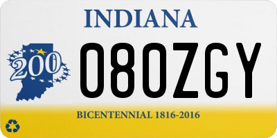 IN license plate 080ZGY