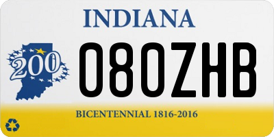 IN license plate 080ZHB