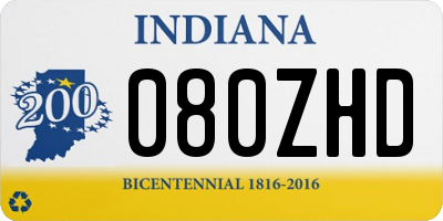 IN license plate 080ZHD