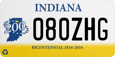 IN license plate 080ZHG