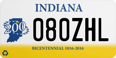 IN license plate 080ZHL