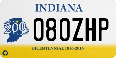 IN license plate 080ZHP