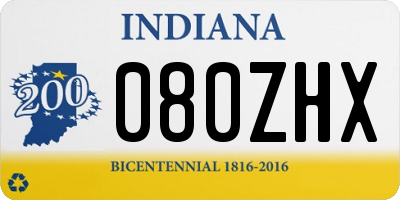 IN license plate 080ZHX