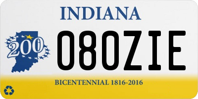 IN license plate 080ZIE