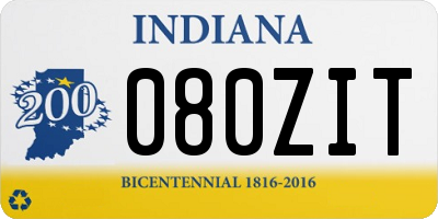 IN license plate 080ZIT