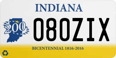 IN license plate 080ZIX