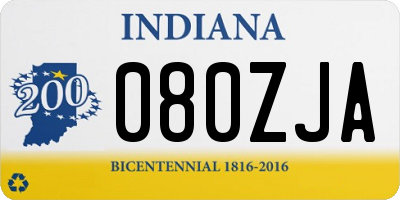 IN license plate 080ZJA