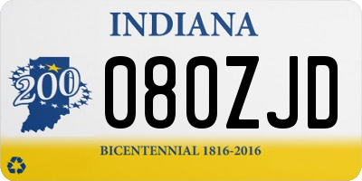 IN license plate 080ZJD
