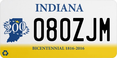 IN license plate 080ZJM