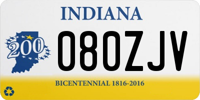 IN license plate 080ZJV