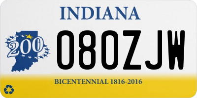 IN license plate 080ZJW