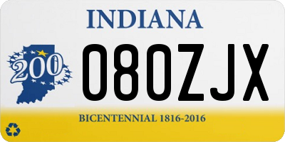 IN license plate 080ZJX