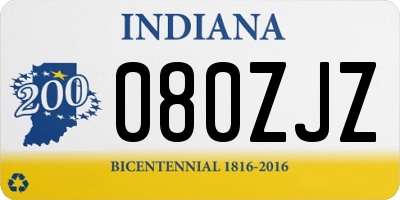 IN license plate 080ZJZ