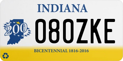 IN license plate 080ZKE