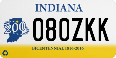 IN license plate 080ZKK