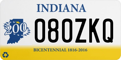 IN license plate 080ZKQ