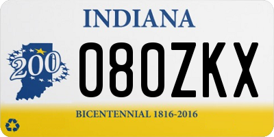 IN license plate 080ZKX