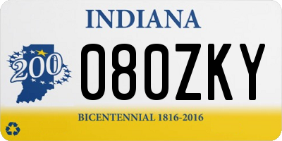 IN license plate 080ZKY