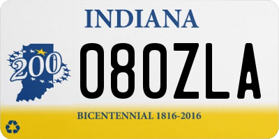 IN license plate 080ZLA