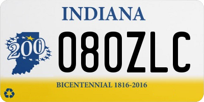 IN license plate 080ZLC