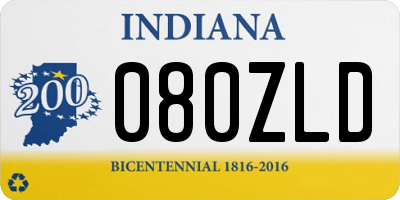 IN license plate 080ZLD