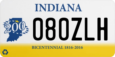 IN license plate 080ZLH