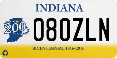 IN license plate 080ZLN