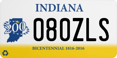 IN license plate 080ZLS