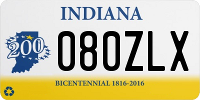 IN license plate 080ZLX