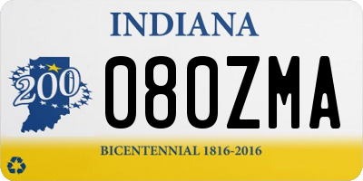 IN license plate 080ZMA
