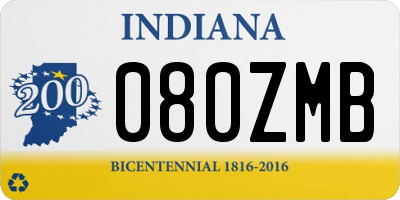 IN license plate 080ZMB
