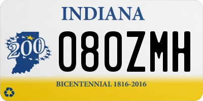 IN license plate 080ZMH