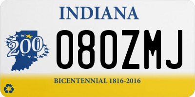 IN license plate 080ZMJ