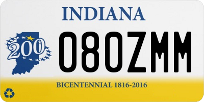 IN license plate 080ZMM