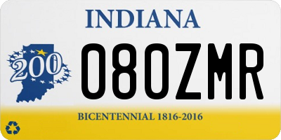 IN license plate 080ZMR