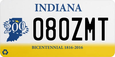 IN license plate 080ZMT