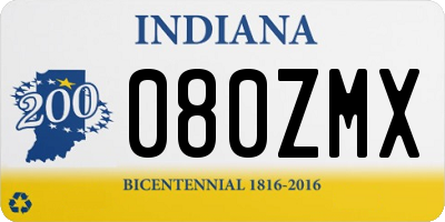 IN license plate 080ZMX