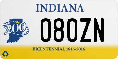 IN license plate 080ZN