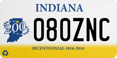 IN license plate 080ZNC