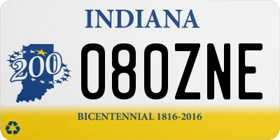 IN license plate 080ZNE