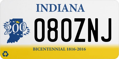 IN license plate 080ZNJ