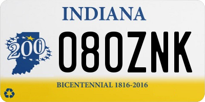 IN license plate 080ZNK