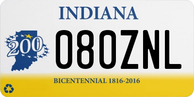 IN license plate 080ZNL